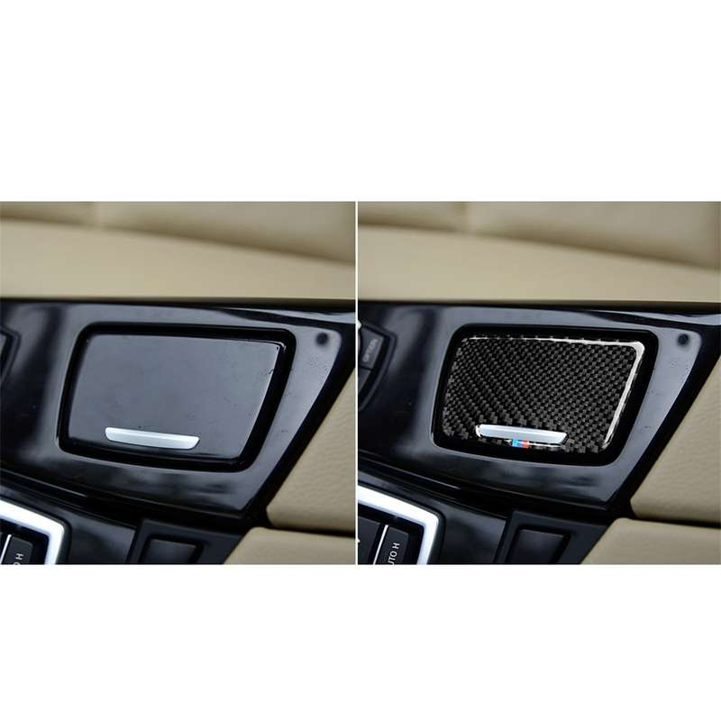 Three Color Carbon Fiber Car Ashtray Decorative Sticker for BMW 5 Series F10 2011-2017