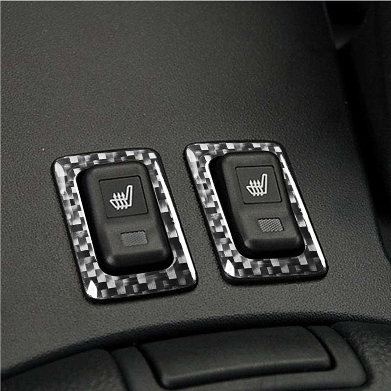 2 PCS Car Carbon Fiber Seat Heating Button Frame Decorative Sticker for Mazda RX8 2004-2008, Left an