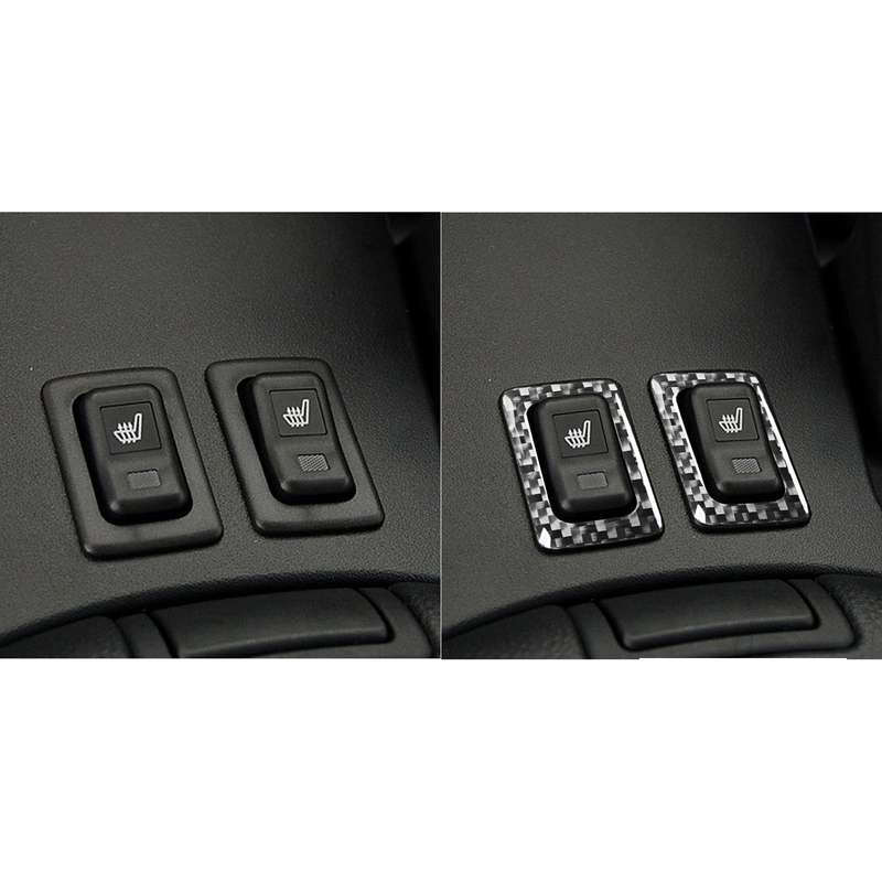 2 PCS Car Carbon Fiber Seat Heating Button Frame Decorative Sticker for Mazda RX8 2004-2008, Left an
