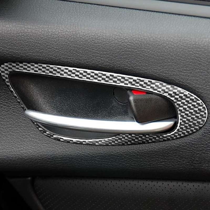2 PCS Car Carbon Fiber Door Handle Decorative Sticker for Mazda RX8 2004-2008, Left and Right Drive