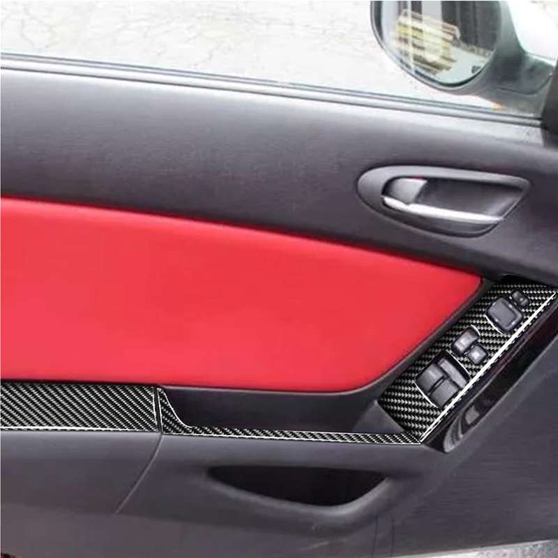 6 in 1 Car Carbon Fiber Left and Right Driving Seat Lift Decorative Sticker for Mazda RX8 2004-2008,
