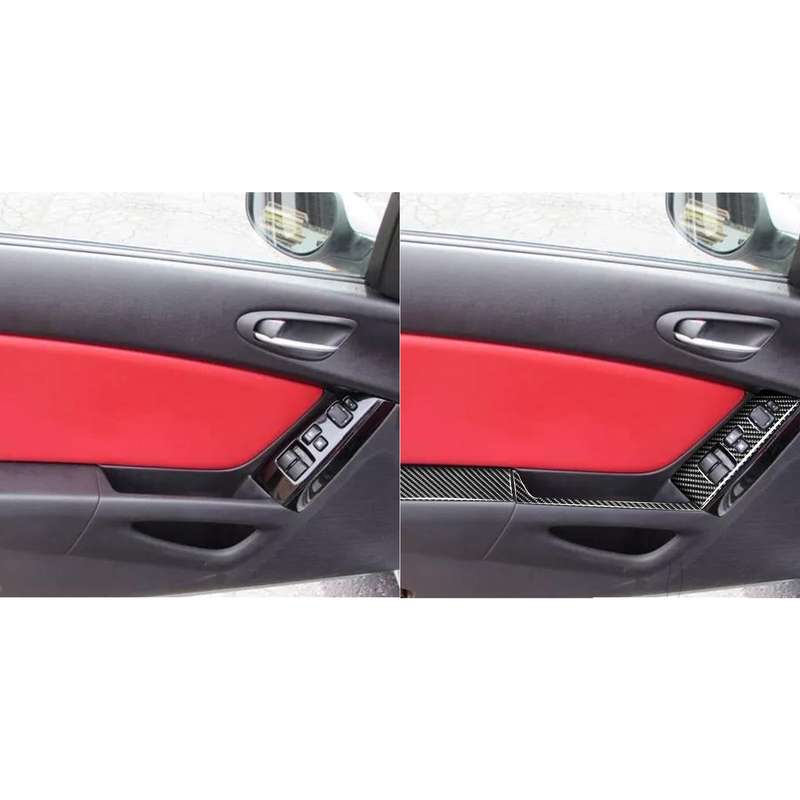 6 in 1 Car Carbon Fiber Left and Right Driving Seat Lift Decorative Sticker for Mazda RX8 2004-2008,