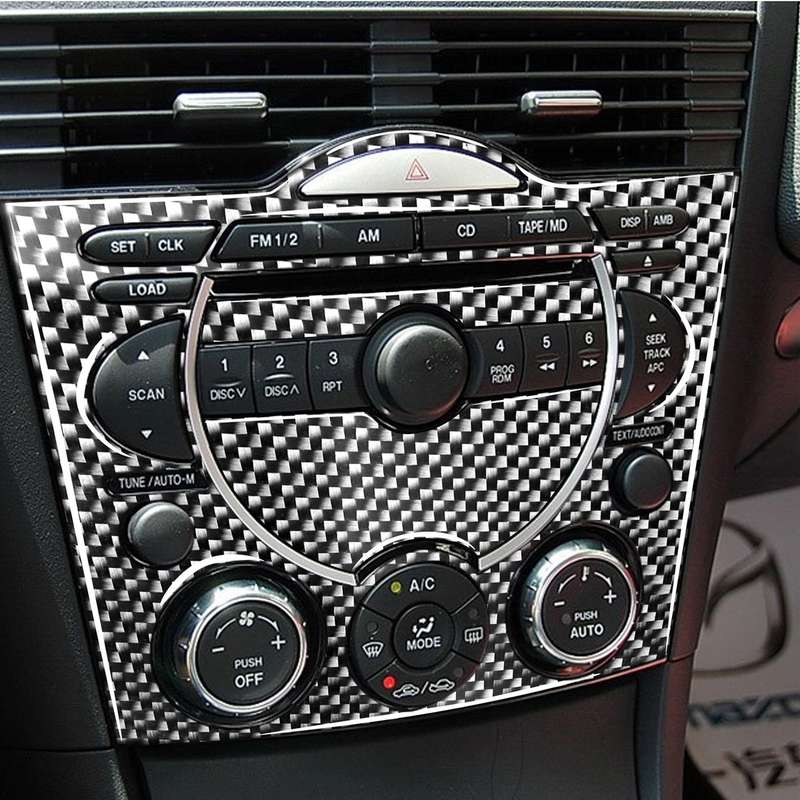 3 in 1 Car Carbon Fiber Dashboard Multimedia Panel Decorative Sticker for Mazda RX8 2004-2008, Left