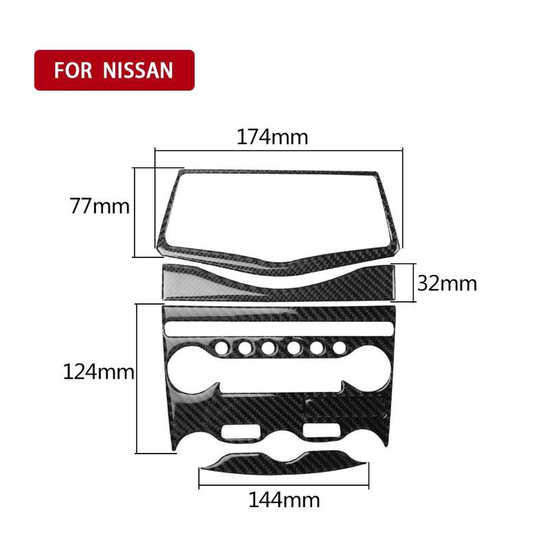 5 in 1 Car Carbon Fiber Air Conditioning Adjustment Panel Decorative Sticker for Nissan 370Z Z34 200