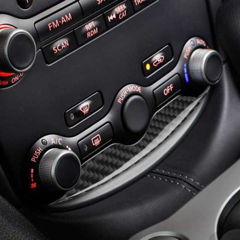 Car Carbon Fiber Air Conditioning Adjustment Decorative Strip for Nissan 370Z Z34 2009-, Left and Ri