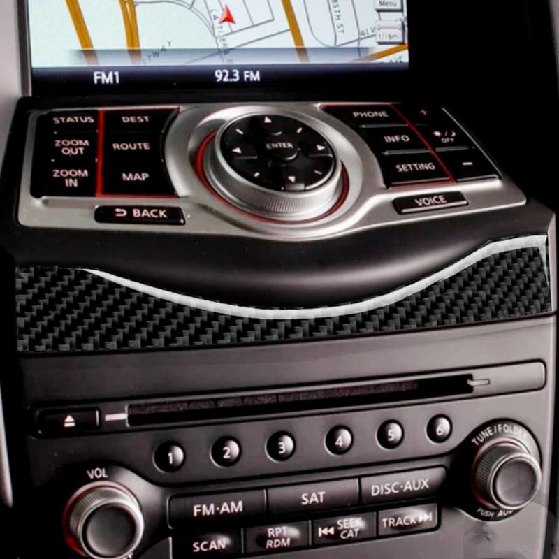Car Carbon Fiber Multimedia Navigation Buttons Panel Decorative Strip for Nissan 370Z Z34 2009-, Lef