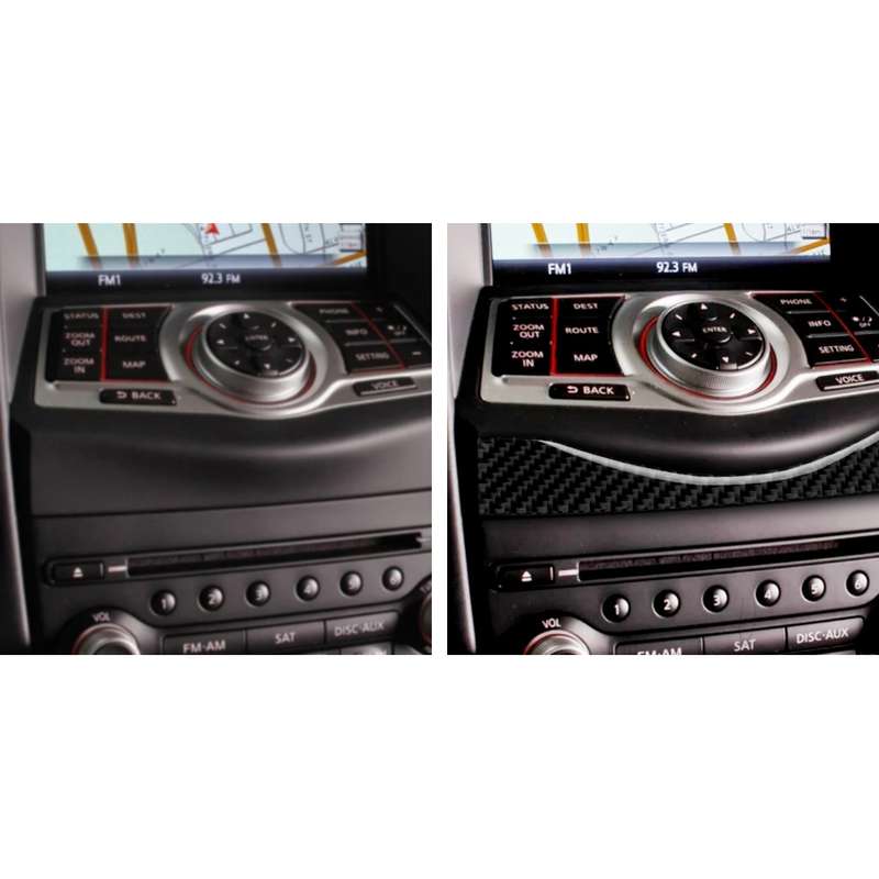 Car Carbon Fiber Multimedia Navigation Buttons Panel Decorative Strip for Nissan 370Z Z34 2009-, Lef