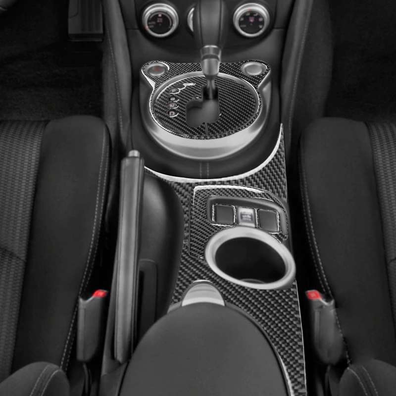 5 in 1 Car Carbon Fiber Gear Position Cup Holder Panel Decorative Sticker for Nissan 370Z Z34 2009-,