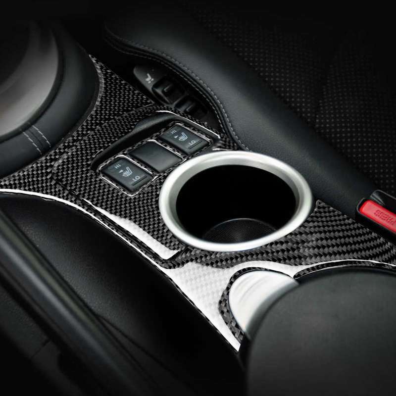 3 in 1 Car Carbon Fiber Central Control Cup Holder Panel Decorative Sticker for Nissan 370Z Z34 2009
