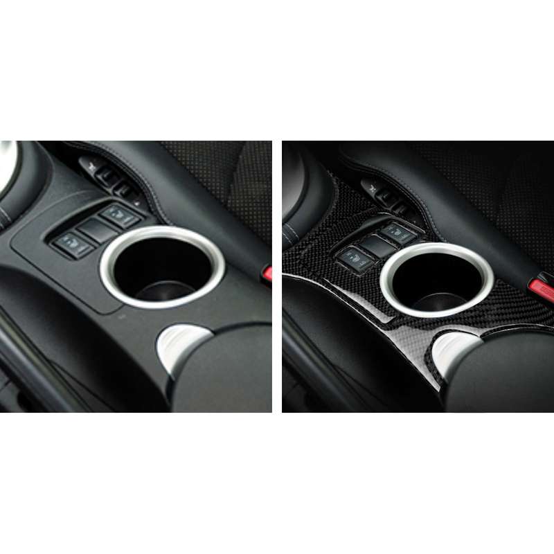 3 in 1 Car Carbon Fiber Central Control Cup Holder Panel Decorative Sticker for Nissan 370Z Z34 2009