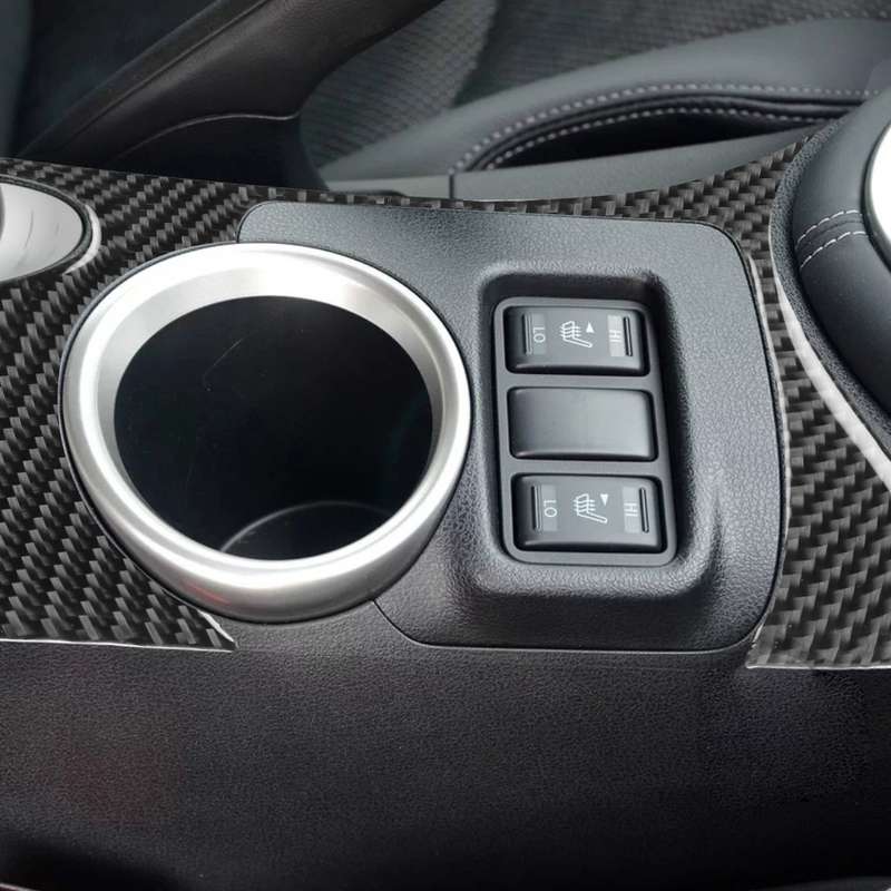 Car Carbon Fiber Cup Holder Panel Decorative Sticker for Nissan 370Z Z34 2009-, Left and Right Drive