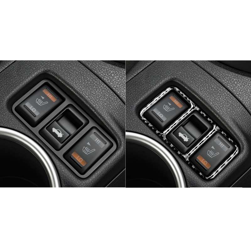 Car Carbon Fiber Central Control Heating Button Frame Decorative Sticker for Nissan 370Z Z34 2009-,