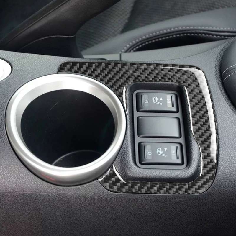 Car Carbon Fiber Central Control Heating Button Decorative Sticker for Nissan 370Z Z34 2009-, Left a