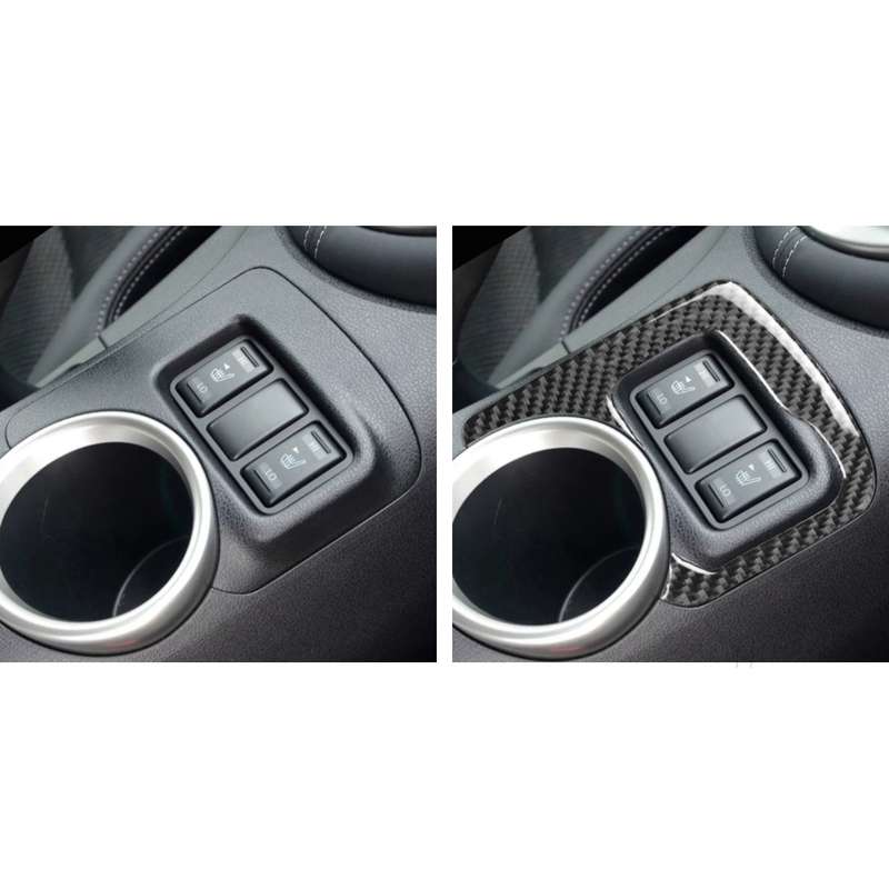 Car Carbon Fiber Central Control Heating Button Decorative Sticker for Nissan 370Z Z34 2009-, Left a