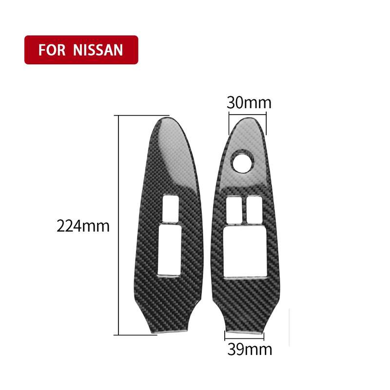 2 PCS Car Carbon Fiber Window Lift Panel Decorative Sticker for Nissan 370Z Z34 2009-, Right Drive L