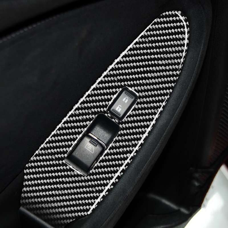 2 PCS Car Carbon Fiber Window Lift Panel Decorative Sticker for Nissan 370Z Z34 2009-, Right Drive L