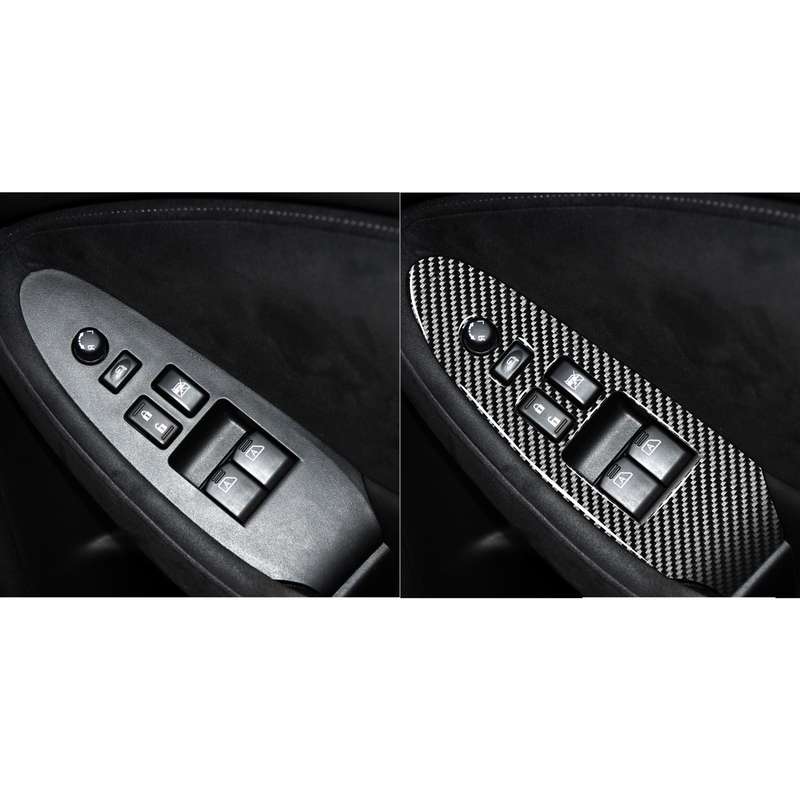 2 PCS Car Carbon Fiber Window Lift Panel Decorative Sticker for Nissan 370Z Z34 2009-, Right Drive L