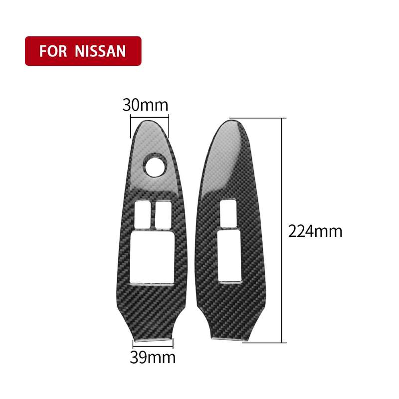 2 PCS Car Carbon Fiber Window Lift Panel Decorative Sticker for Nissan 370Z Z34 2009-, Left Drive Lo