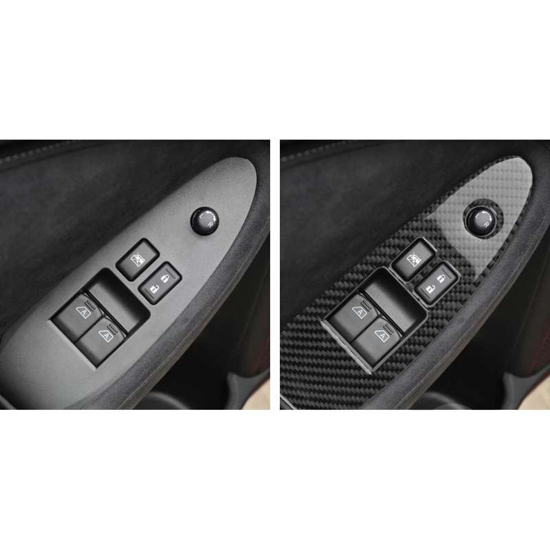 2 PCS Car Carbon Fiber Window Lift Panel Decorative Sticker for Nissan 370Z Z34 2009-, Left Drive Lo