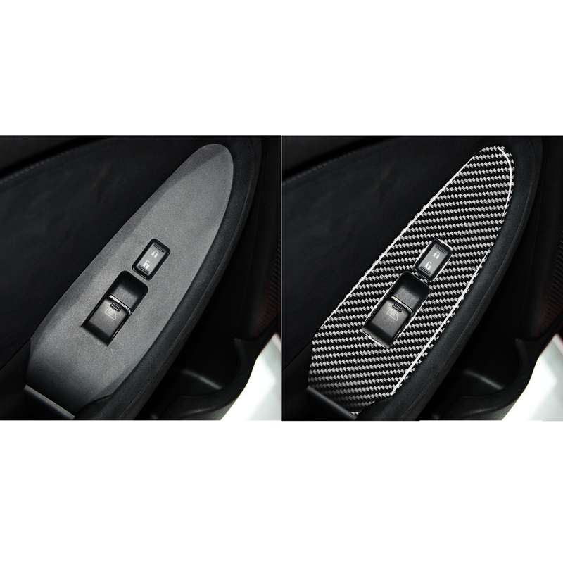 Car Carbon Fiber Vice Driving Side Door Lift Control Decorative Sticker for Nissan 370Z Z34 2009-, R