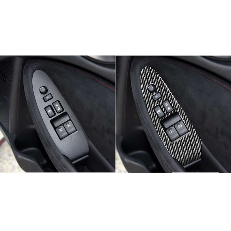 Car Carbon Fiber Main Driving Side Door Lift Control Decorative Sticker for Nissan 370Z Z34 2009-, R