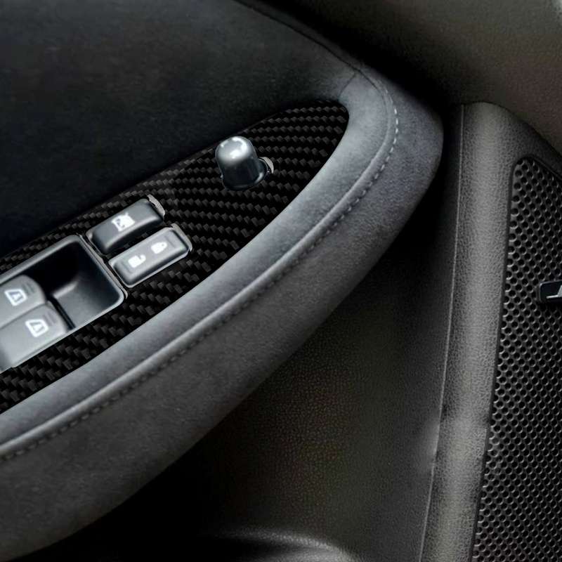Car Carbon Fiber Main Driving Side Door Lift Control Decorative Sticker for Nissan 370Z Z34 2009-, L