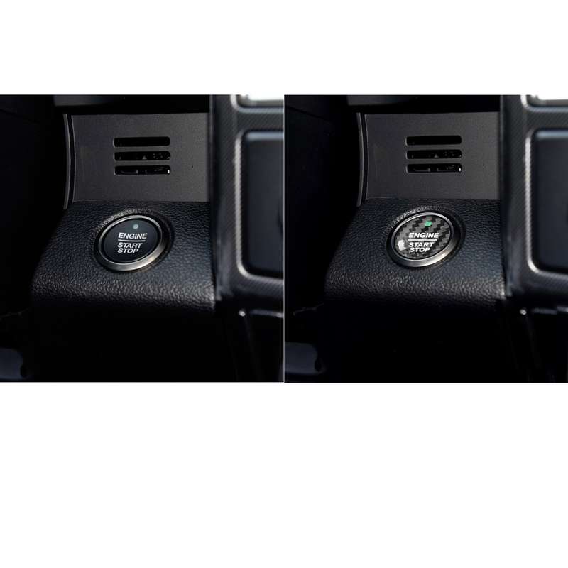Car Carbon Fiber Engine Start Button Decorative Cover Trim for Ford Focus 2019 (Black)