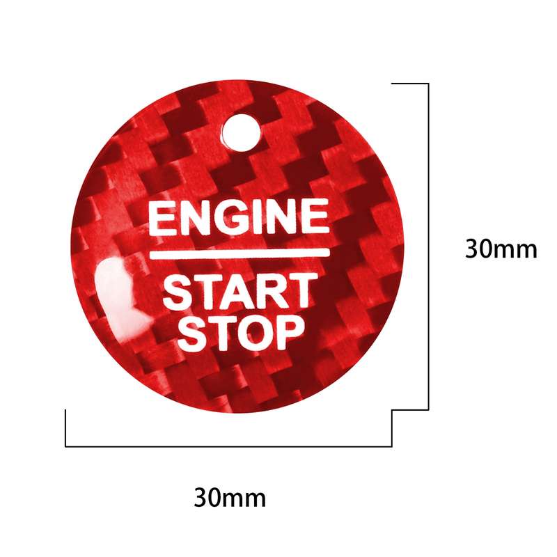 Car Carbon Fiber Engine Start Button Decorative Cover Trim for Ford Focus 2019 (Black)