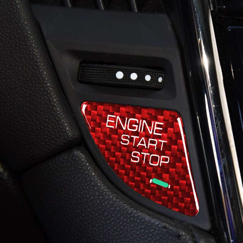 Car Carbon Fiber Engine Start Button Decorative Cover Trim for Cadillac ATS / ATS-L (Black)