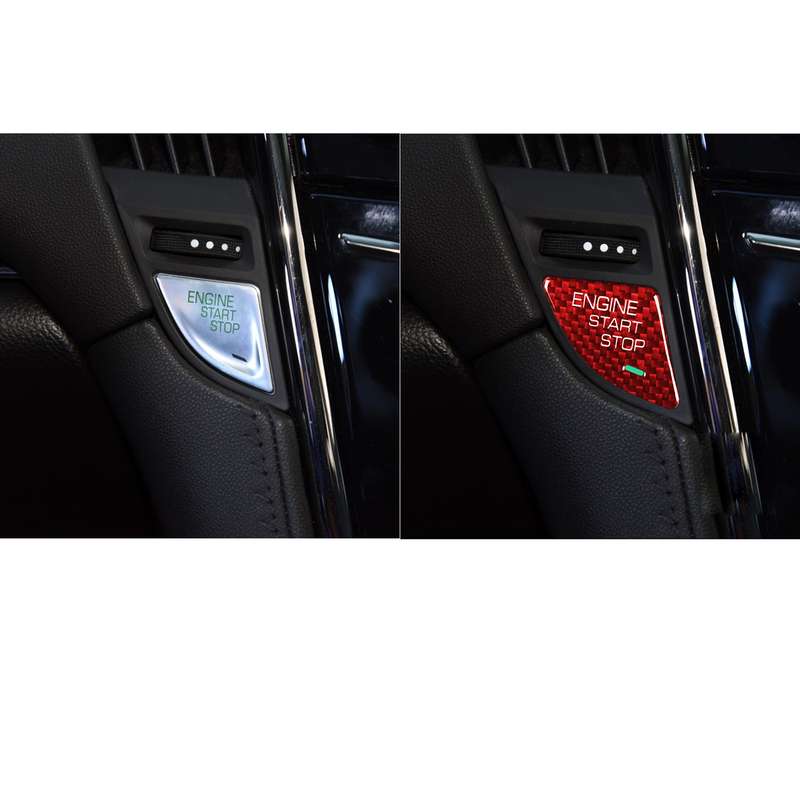 Car Carbon Fiber Engine Start Button Decorative Cover Trim for Cadillac ATS / ATS-L (Black)