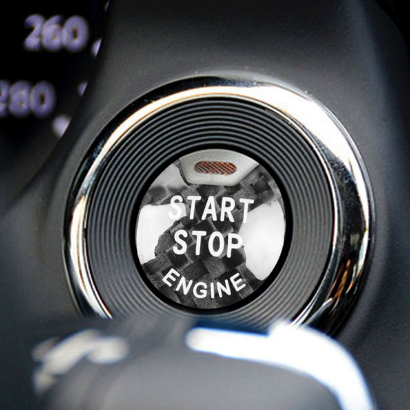 Car Carbon Fiber Engine Start Button Decorative Cover Trim for Nissan / Infiniti (Black)