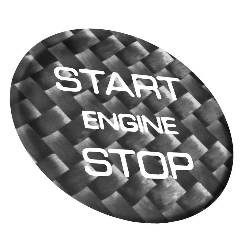 Car Carbon Fiber Engine Start Button Decorative Cover Trim for Land Rover Discovery 2016-2019 (Black