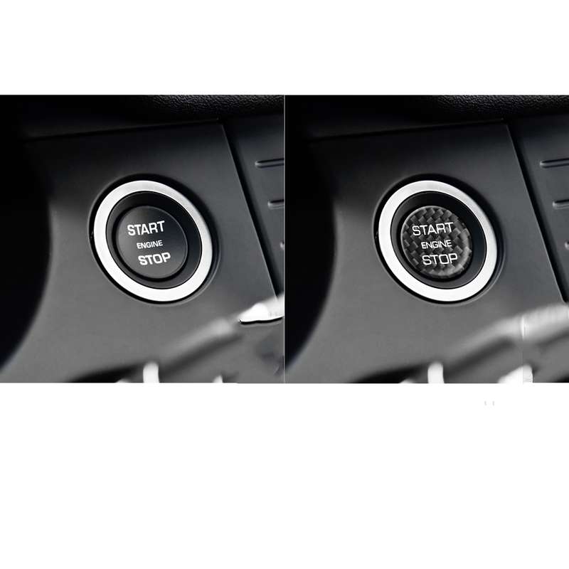 Car Carbon Fiber Engine Start Button Decorative Cover Trim for Land Rover Discovery 2016-2019 (Black