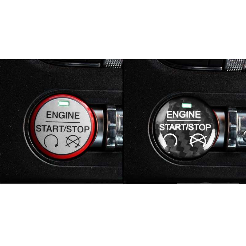 Car Carbon Fiber Engine Start Button Decorative Cover Trim for Ford Mustang 2015-2019 (Black)