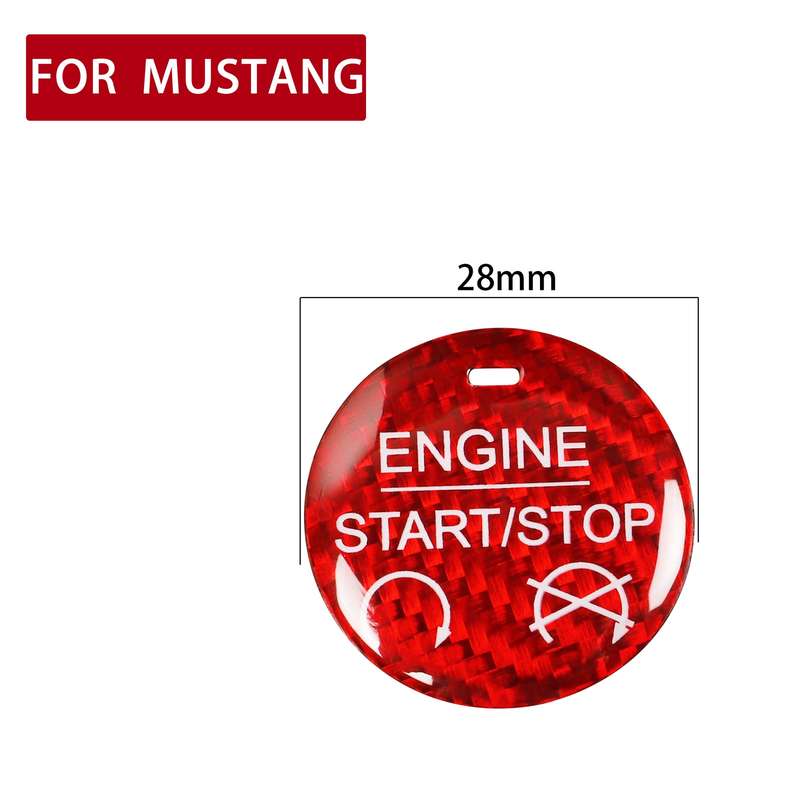 Car Carbon Fiber Engine Start Button Decorative Cover Trim for Ford Mustang 2015-2019 (Black)