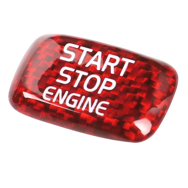 Car Carbon Fiber Engine Start Button Decorative Cover Trim for Volvo V40 2013-2019 (Black)