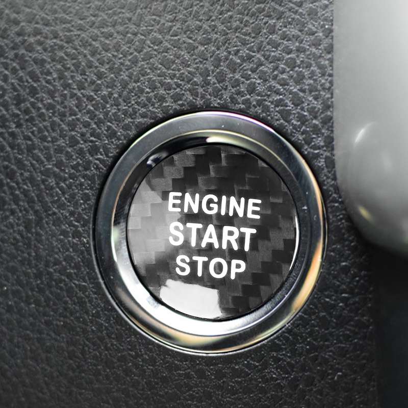 Car Carbon Fiber Engine Start Button Decorative Cover Trim for Toyota Highlander (Black)