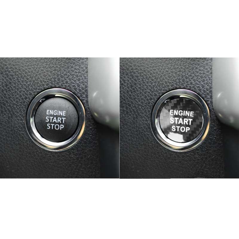 Car Carbon Fiber Engine Start Button Decorative Cover Trim for Toyota Highlander (Black)