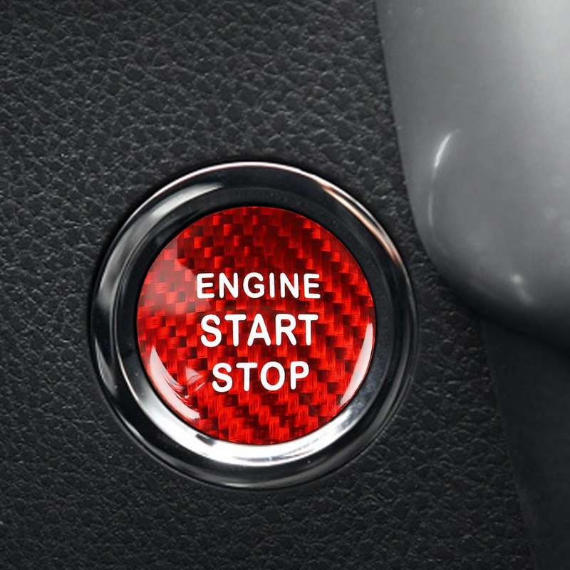 Car Carbon Fiber Engine Start Button Decorative Cover Trim for Toyota Highlander (Black)