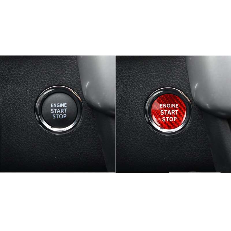 Car Carbon Fiber Engine Start Button Decorative Cover Trim for Toyota Highlander (Black)