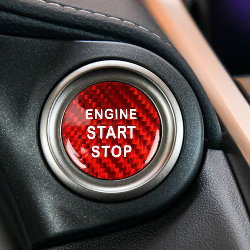 Car Carbon Fiber Engine Start Button Decorative Cover Trim for Lexus NX200 (Red)