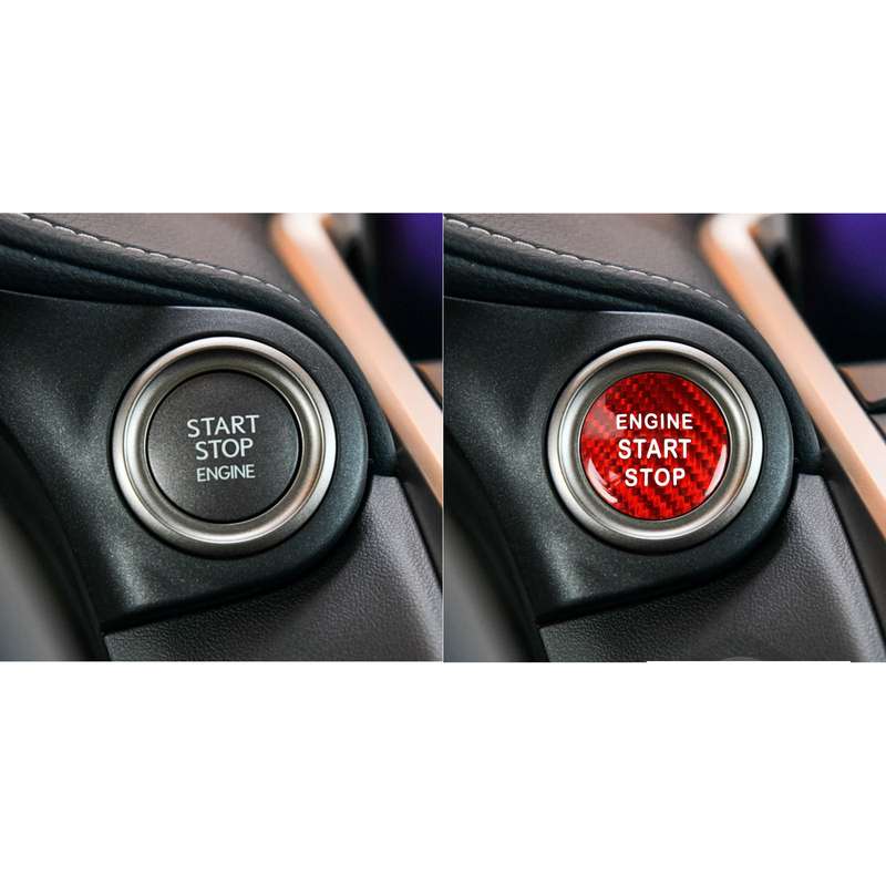 Car Carbon Fiber Engine Start Button Decorative Cover Trim for Lexus NX200 (Red)