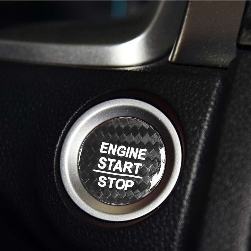 Car Carbon Fiber Engine Start Button Decorative Cover Trim for Honda CRV 2017-2019 (Black)