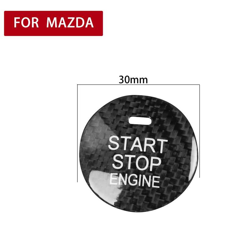 Car Carbon Fiber Engine Start Button Decorative Cover Trim for Mazda CX-8 (Black)