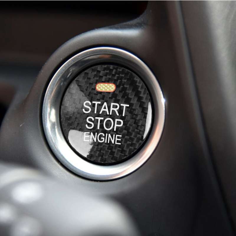 Car Carbon Fiber Engine Start Button Decorative Cover Trim for Mazda CX-8 (Black)