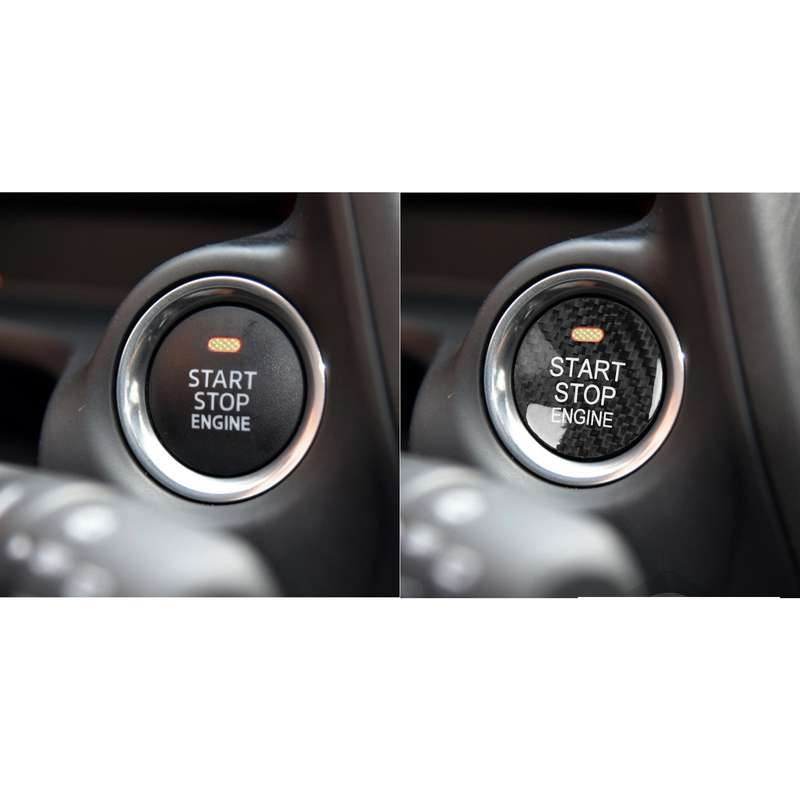 Car Carbon Fiber Engine Start Button Decorative Cover Trim for Mazda CX-8 (Black)