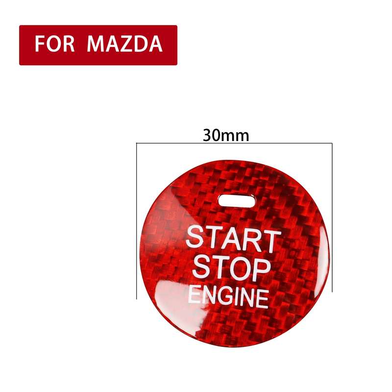 Car Carbon Fiber Engine Start Button Decorative Cover Trim for Mazda CX-8 (Black)
