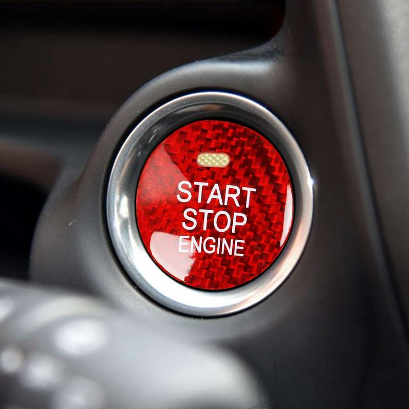 Car Carbon Fiber Engine Start Button Decorative Cover Trim for Mazda CX-8 (Black)
