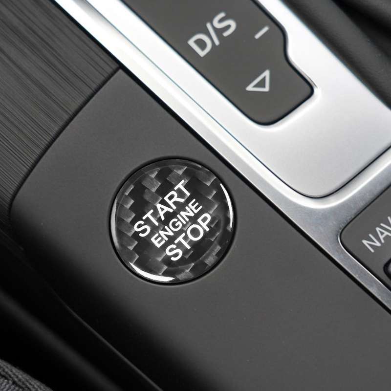 Car Carbon Fiber Engine Start Button Decorative Cover Trim for Audi A3 (Black)