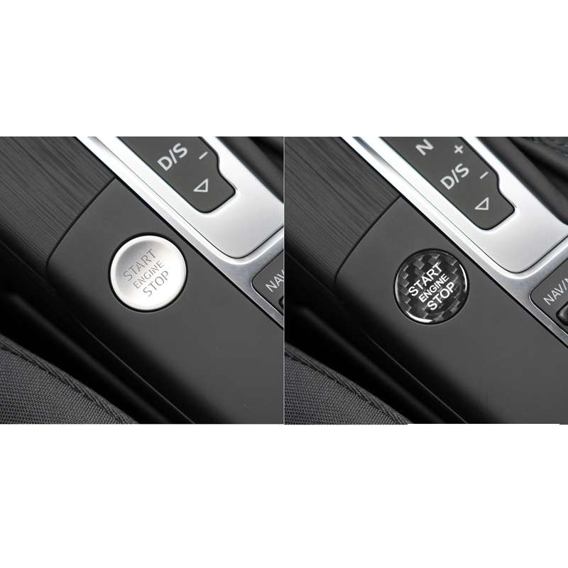 Car Carbon Fiber Engine Start Button Decorative Cover Trim for Audi A3 (Black)